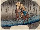 MFA-21.10101天保０７・・広重〈1〉「雨中、俵をかぶって馬に乗る男」