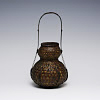 saiBB_0046: Woven Bamboo Gourd Shape Flower Basket with Handle