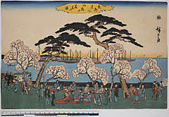 BAMPFA-1919.0154天保１４・広重〈1〉「東都名所」「御殿山花見の図」