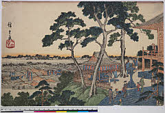 BAMPFA-1919.0164天保期・・広重〈1〉「東都名所」「真乳山上見晴之図」「猿若町」