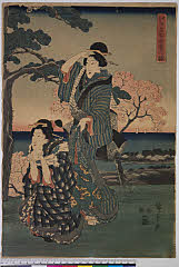 BAMPFA-1919.0170弘化０４・広重〈1〉「江戸名所四季の眺」（「御殿山花見之図」）