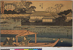 BAMPFA-1919.0177天保０８・・広重〈1〉「江戸高名会亭尽」「今戸橋之図」（「玉庄」）