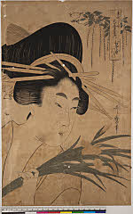 BAMPFA-1919.0261享和頃・・歌麿〈1〉「京町一丁目　大文字屋内　ひと本」「せんくわく」「まんき」