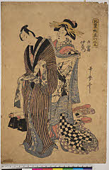 BAMPFA-1919.0302文化期・・歌麿〈1〉「比翼紋道行仕立」「夕霧」「伊左衛門」