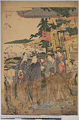 BAMPFA-1919.0386b文化０２・12・春紅〈1〉（「東都愛宕山之景」）〈1〉沢村　源之助ヵ、〈5〉松本　幸四郎ヵ