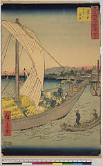 BAMPFA-1919.0067安政０２・07・広重〈1〉「五十三次名所図会」「四十三」「桑名」「七里の渡船」