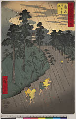 BAMPFA-1919.0068安政０２・07・広重〈1〉「五十三次名所図会」「四十七」「亀山」「風雨雷鳴」