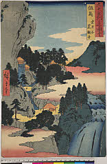 BAMPFA-1919.0081嘉永06・12・広重〈1〉「六十余州名所図会」「但馬」「岩井谷　窟観音」