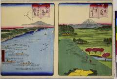 RV-2732-8-102明治・・広重「東京名所」「目黒元ふじ」「さめつの海岸」