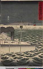 ROM-986.264.0003-1明治27・国貞〈3〉「朝鮮豊島沖海戦之図」 「日本軍艦」