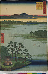 ROM-973x57.0018.078安政03・04・広重〈1〉「名所江戸百景」「井の頭の池　弁天の社」