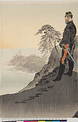 ROM-2006.23.2明治２７・12・月耕（「旅順山間ニ露営将士日光ヲ拝ス図」）