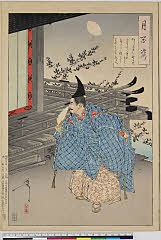 MU0172_036明治２３・10・芳年「月百姿」「かしかまし野もせにすたく虫の音よ我たになかくものをこそおもへ」