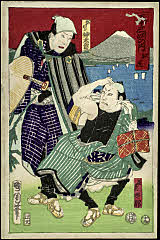 tsmUP15-050-20明治０4・10・国周「五十三次の内」「江尻」「弥次郎　仲太郎」「喜多八　太郎」「十九」弥次郎<>姉川　仲太郎、喜多八<>坂東　太郎