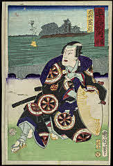 tsmUP15-050-29明治０4・10・国周「五十三次の内」「袋井」「忠信　芝翫」「廿八」忠信<4>中村　芝翫