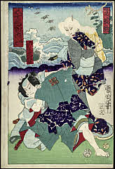 tsmUP15-050-42明治０4・10・国周「五十三次の内」「鳴見」「鳴見　芝翫」「丹左衛門　九蔵」「四十一」鳴見<4>中村　芝翫、丹左衛門<3>市川　九蔵