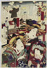 tsmUP17-003c明治０８・08・国政〈4〉（官許博覧会開業ノ図　新吉原営）「角海老内　花越」「禿　若葉」「梅本内　小稲」