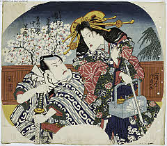 tsmUP40-034文政１３・03・国貞〈1〉「花子太夫　瀬川菊之丞」「しのふの惣太　中村芝翫」しのふの惣太〈2〉中村　芝翫、花子太夫〈5〉瀬川　菊之丞