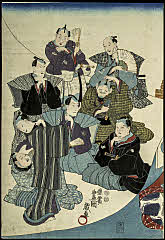 tsmUP40-197b嘉永０２・豊国〈3〉〈2〉沢村　宇十郎、〈2〉中山　文五郎、〈3〉尾上　新七ヵ、〈8〉市川　団十郎、〈1〉市川　広五郎