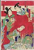 arcUP3717明治１１・06・周延「尾上菊五郎」「市川家橘」「岩井小紫」猿楽師寺島主殿〈5〉尾上　菊五郎、〈1〉坂東　家橘、〈3〉岩井　小紫