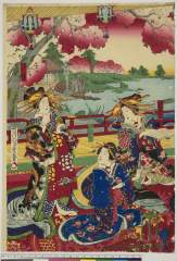 arcUP9377明治09・08・周重（「全盛揃廓遊ノ図」）「佐の槌　薄雲」「稲本　若柳」「金瓶　静」