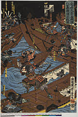 arcUY0954・・芳虎「文治元年長門国八嶋壇浦ノ合戦図」