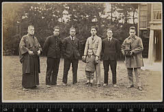 sol-I-03-02-36昭和０３・1928「【素顔】」牧野支配人、立石　榮、〈6〉尾上　菊五郎、〈1〉尾上　右近、田村　道美、〈3〉尾上　鯉三郎