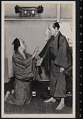 sol-I-04-06-43・「梅雨小袖昔八丈　髪結新三」家主長兵衛〈4〉尾上　松助、髪結新三〈6〉尾上　菊五郎