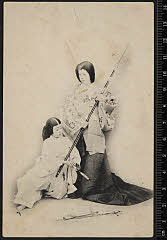 sol-J-08-01-37明治４２・1909歌舞伎座「新歌舞伎十八番の内　女楠」楠室柏の前〈5〉中村　歌右衛門、正行〈2〉中村　児太郎