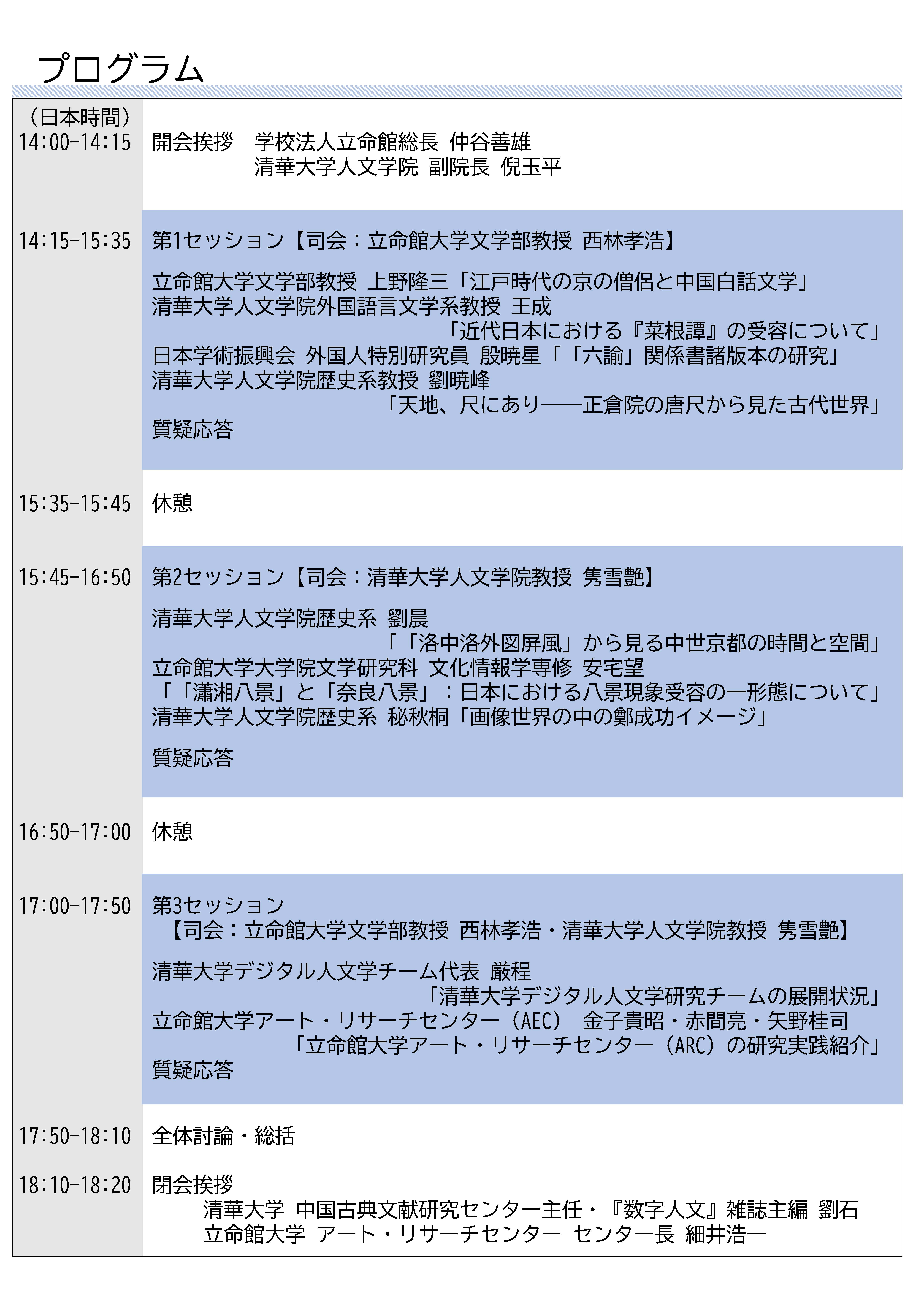 第二回 立命館大学-清華大学 国際学術シンポジウム