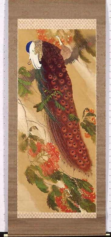 「急雨孔雀」石崎光瑤（大正・昭和）