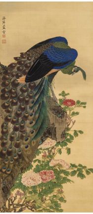 「牡丹孔雀図」長澤芦雪（江戸）