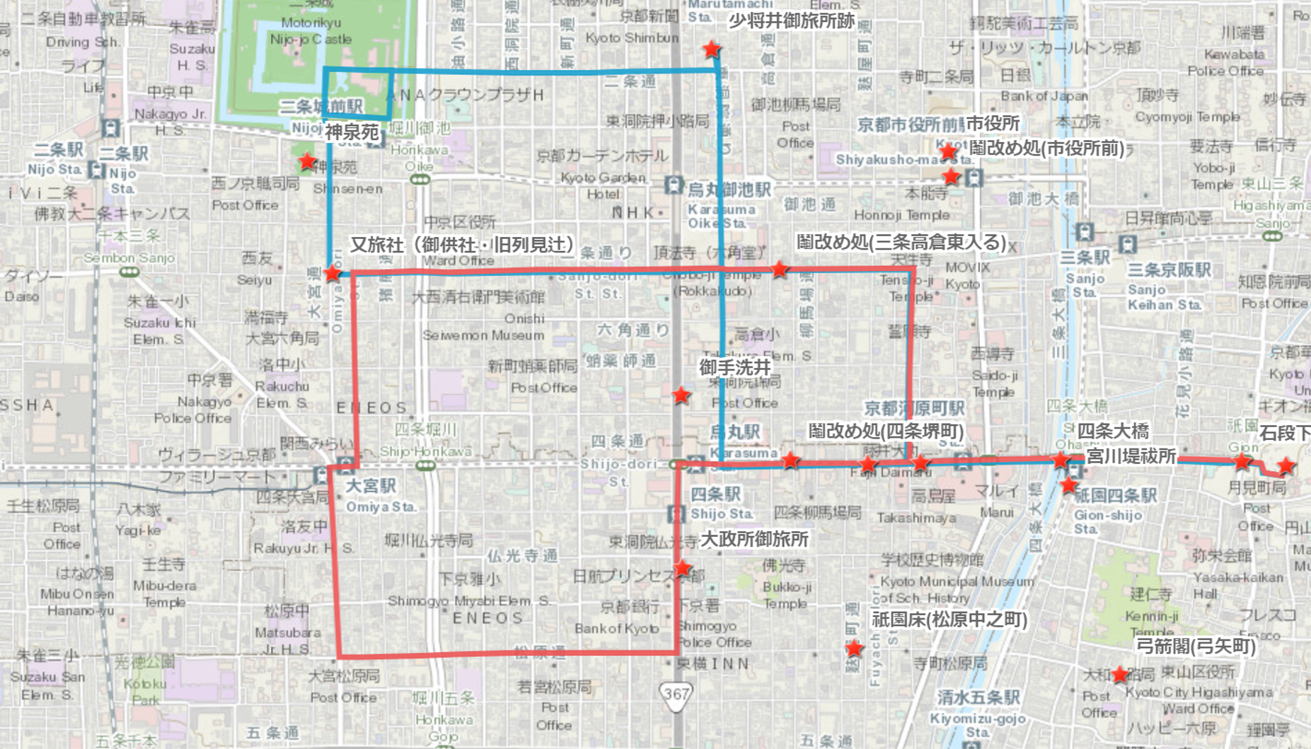 Mikoshi Togyo route in the medieval and early modern period